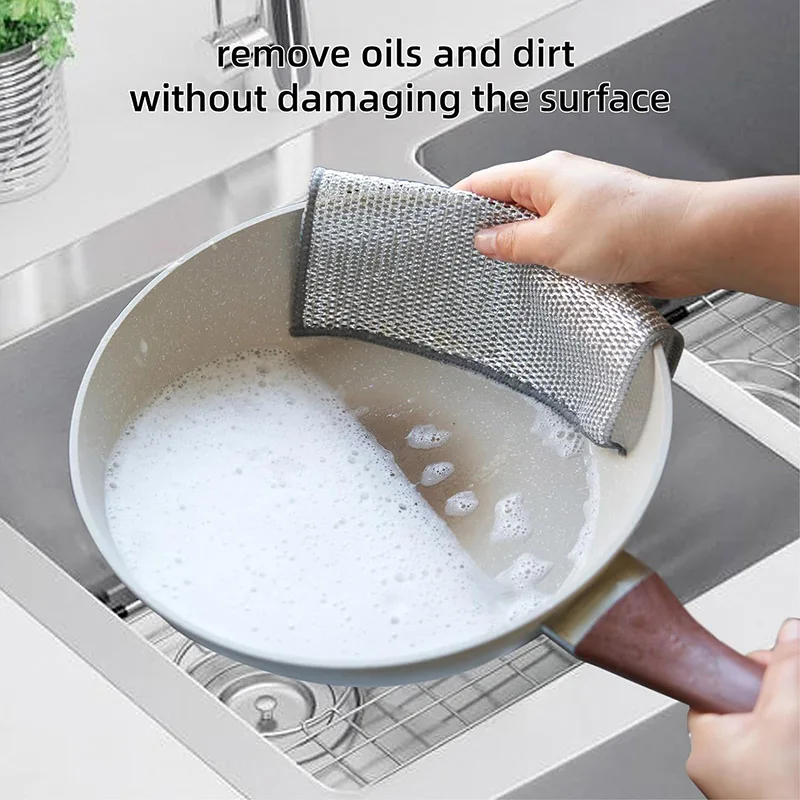 Esun Kitchen Supplies Microfiber Wire Dishcloth Multifunctional Non-Scratch Eco-Friendly and Multipurpose for Dishes