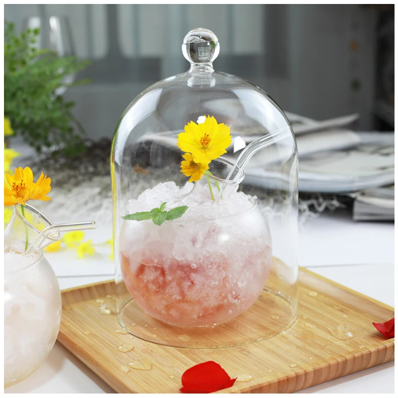 Creative spherical transparent wine glass dessert juice whiskey bar cocktail glass glass juice cup