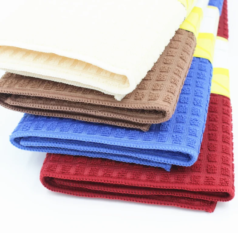 Microfiber dish drying mat Superfine fiber polyester warp knitted grid drying pad compound sponge absorbent table mat