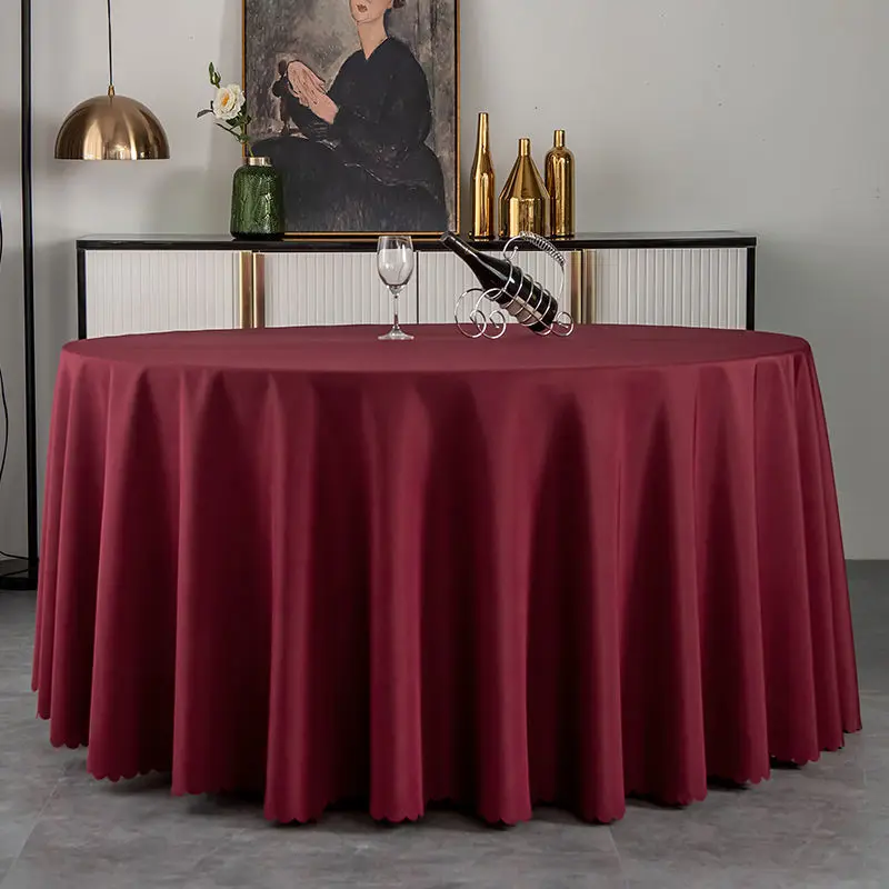 Wholesale White 120-Inch Round Polyester Tablecloth Party Banquet Wedding Tablecover Waterproof Table Cloth
