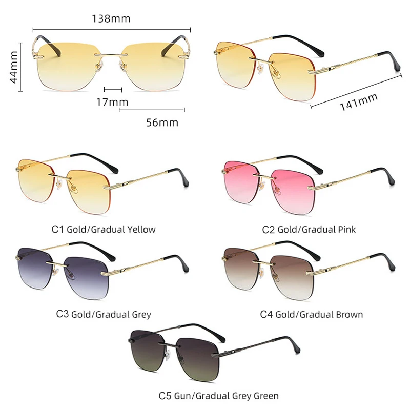 2023 New fashion sun glasses frameless sunglasses italy design rimless glasses