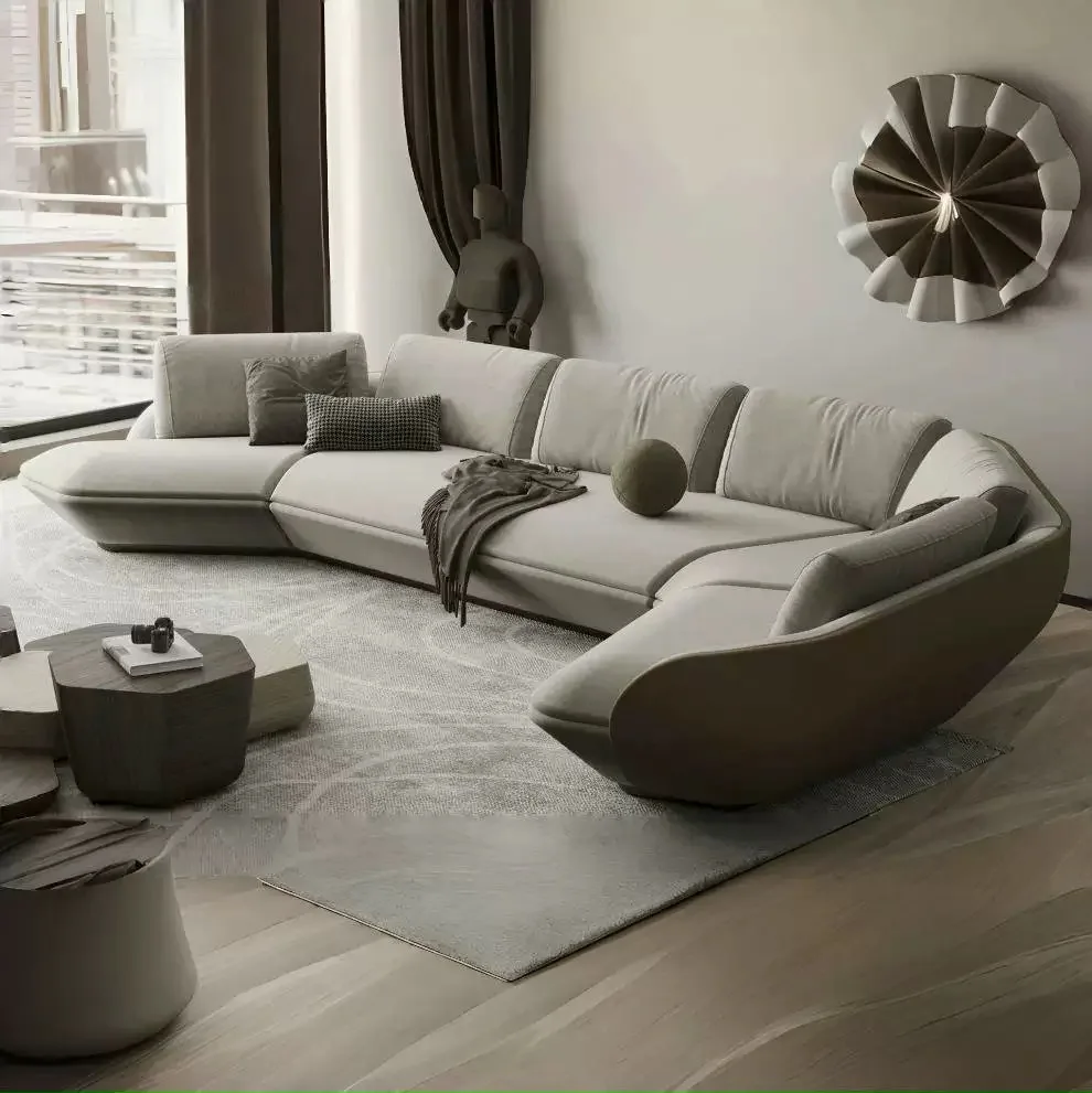 Customized Modern Curved Designer Sofa Italian Minimalist High-End Fabric Sofa for Living Room Hotels Villas