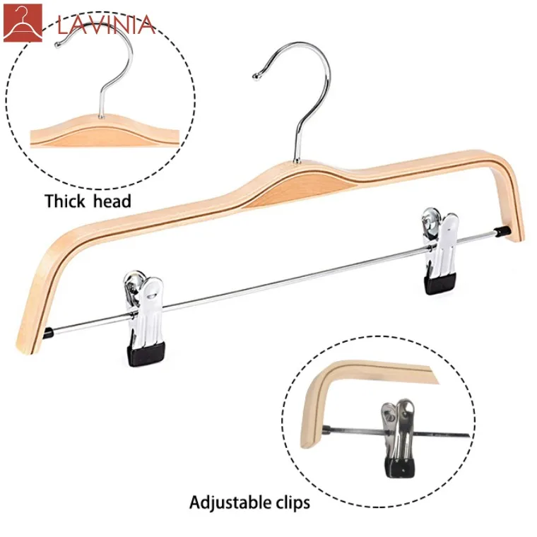 Lavinia Laminated Plywood Wooden Top Hangers of Natural for Top Clothing Bent Wood Hangers of Bamboo Style for Shirt