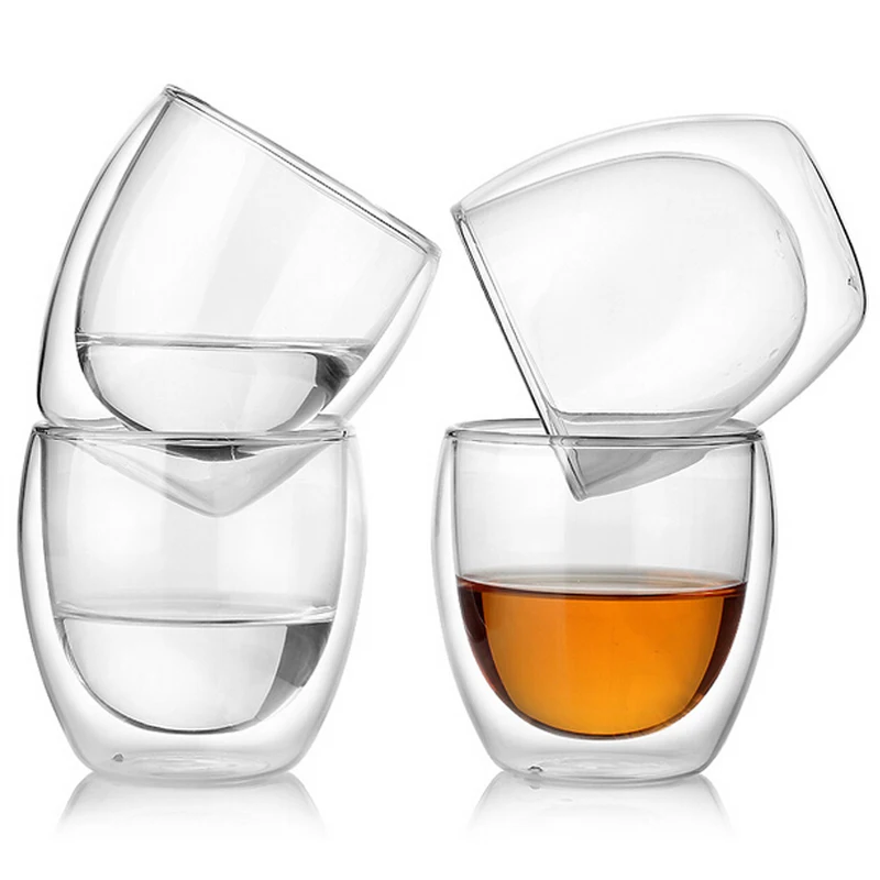 Double Wall Glass 80ml Coffee Cup Glass Double Wall Tea Cup