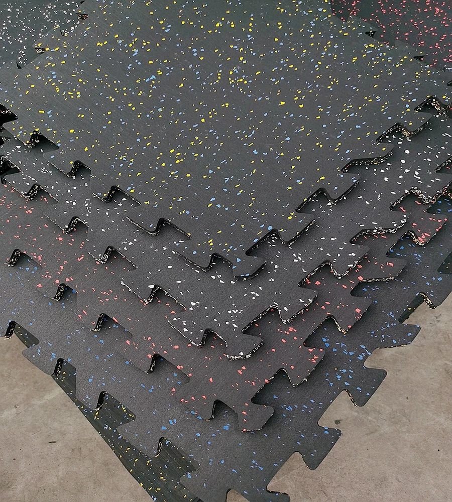 New EPDM rubber flooring interlock colorful fleck rubber gym mat