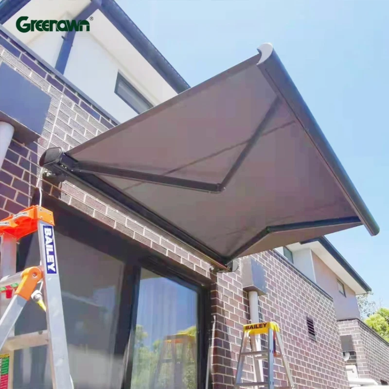 Large back Door Slide Out Heavy Duty Electric Metal Foldable Roof Rull Cassette Retractable Awning Outdoor with LED