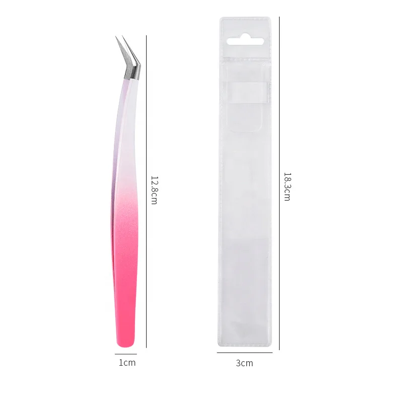 Wholesale False Eyelash Extension Beauty Care Makeup Stainless Steel PLucking Pink Eyebrow Tweezers