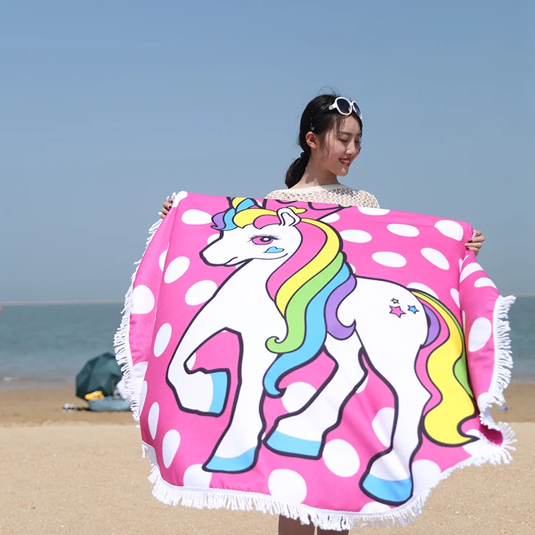 Factory Price Quick Dry Turkish  micro fiber  beach towel custom logo microfiber round beach towel