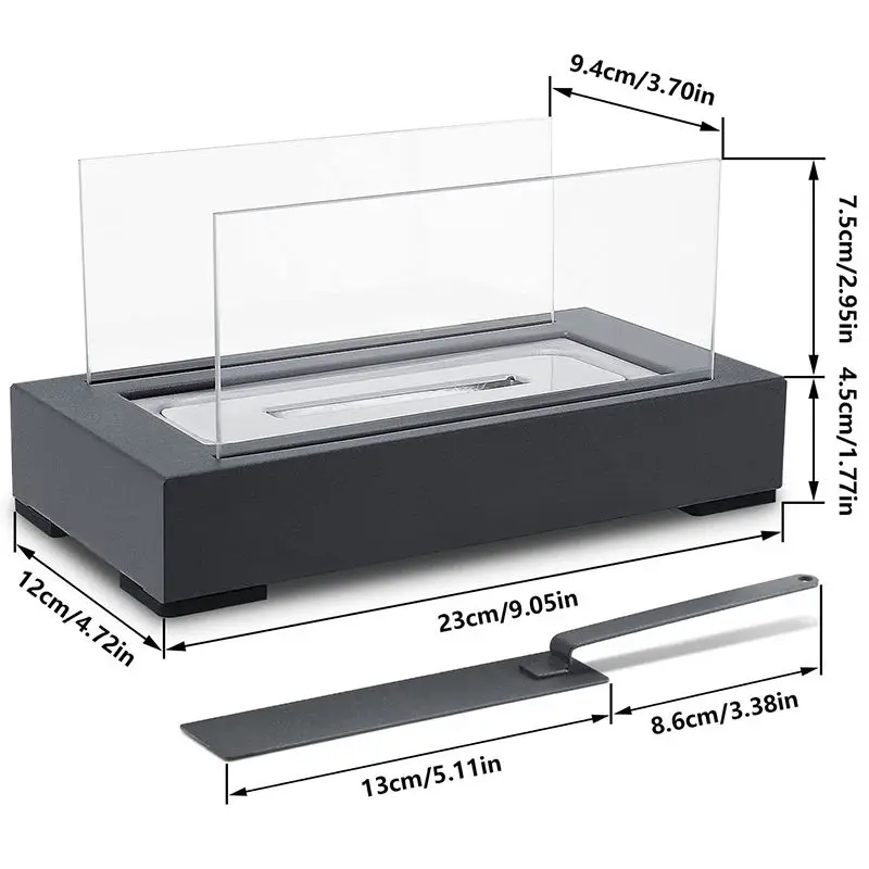 Tabletop Portable Ethanol Fireplace, Rectangular Fireplace Desktop Alcohol Stove Stainless Steel Alcohol Stove Indoor Stove Atmo