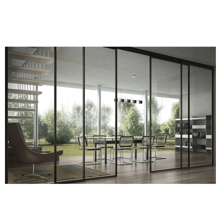 
2021 customized heavy duty hanging system and ground tracks aluminum sliding door 