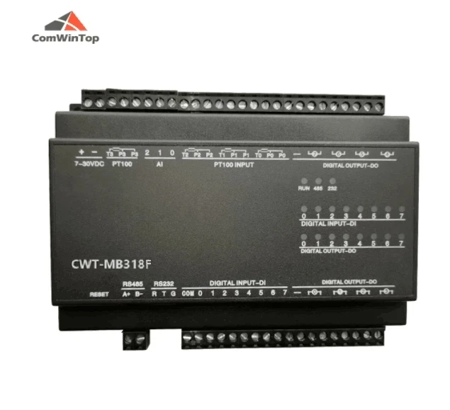 CWT-MB318F 4PT + 4AI + 4AO + 8DI + 6DO RS485 RS232 удаленный терминальный блок Ethernet Modbus модуль ввода-вывода Rtu отложным воротником Tcp модуль сбора данных