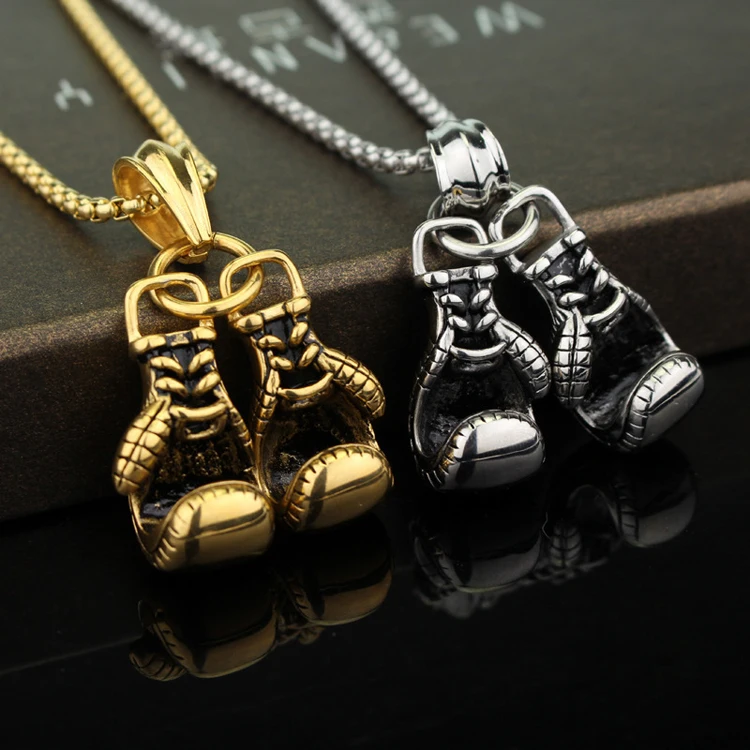 Fashion Mini Boxing Pendant Necklace Fitness Jewelry for Men Boys Gift