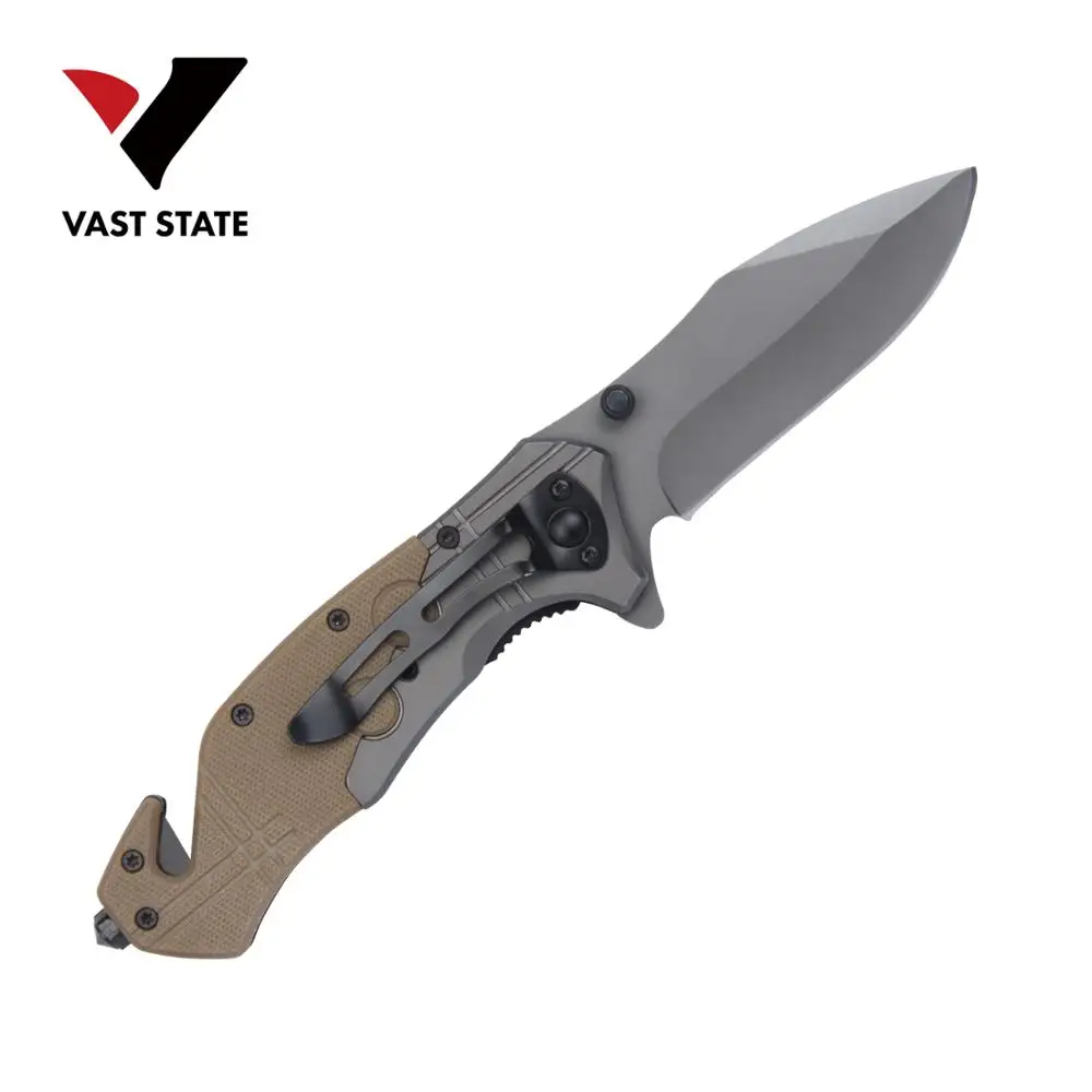 Stainless steel pocket knife survival rescue multi knife with glass breaker and belt cutter