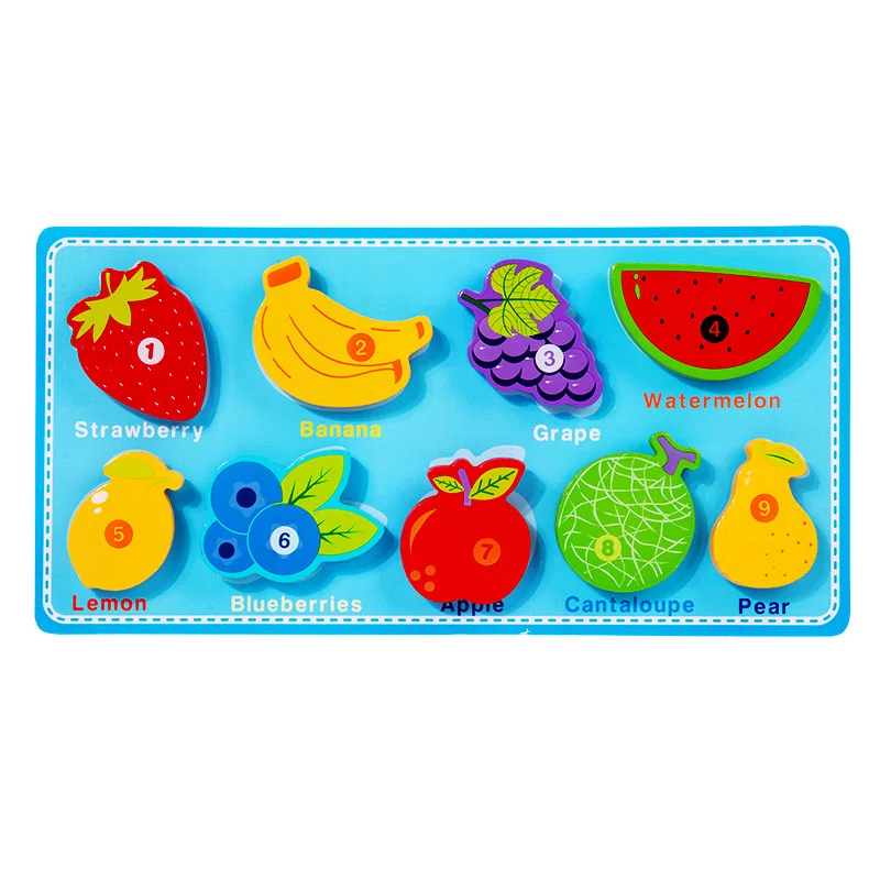 Montessori Magic Matching Board 3D Wooden Puzzle Toy for Kids Educational Animal Cognition Board for Boys Girls DIY Theme