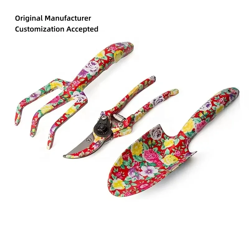 Hot Sell Customized Garden Tools Set of Hand Trowel Rake and Pruning Shears with Gift Box Package