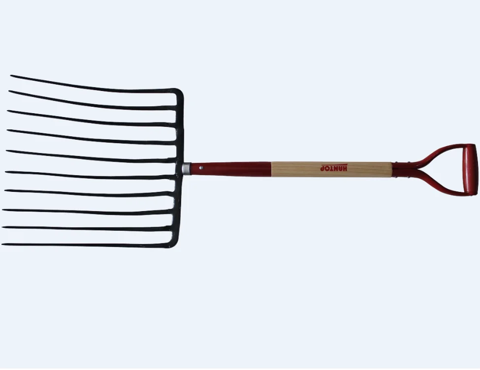 74409 полностью кованая вилка с 10 зубьями и деревянной ручкой из пепла
