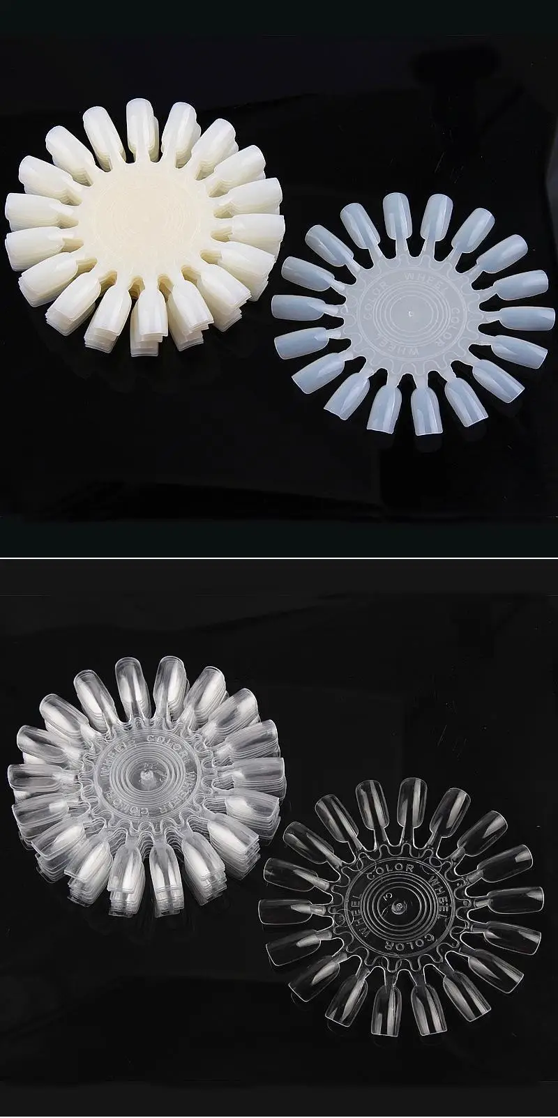 Wholesale 20 Tips Artificial Nail Oval Gel Nail Polish Color Chart Nail Color Display with Transparent Natural Color