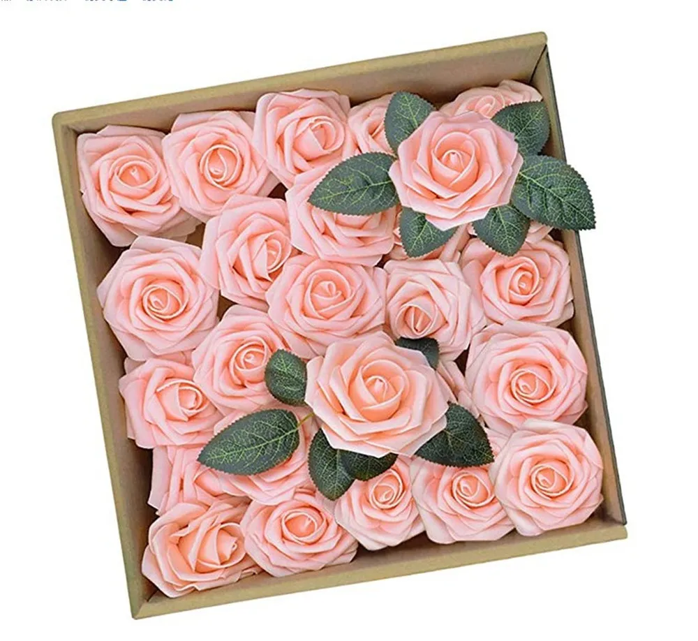 INUNION Fashion PE rose flower with stem Bride pe rose  heads Bouquet party decoration wedding packing foam flower