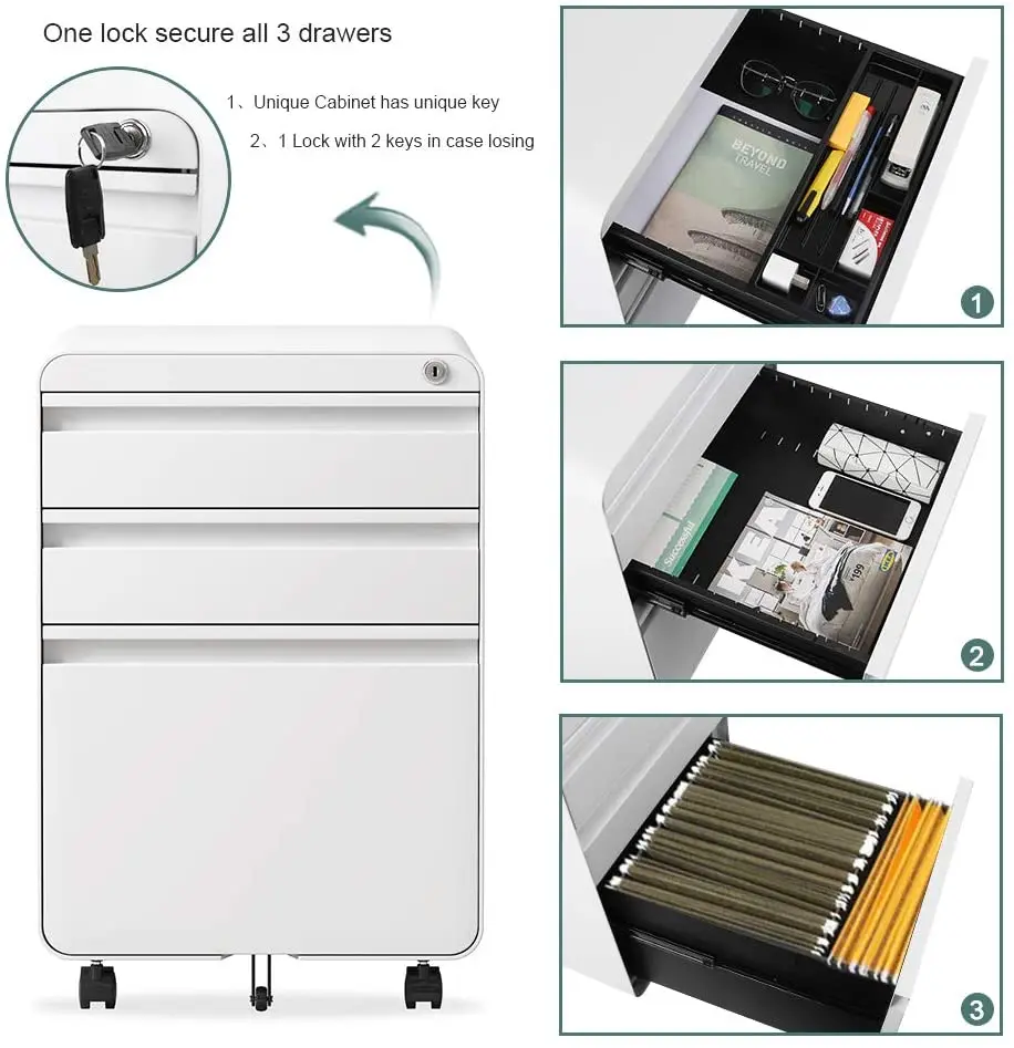Credenza bassa Office equipment 3 Drawers metal mobile file cabinet all steel file pedestal mobile metal pedestal drawer cabinet