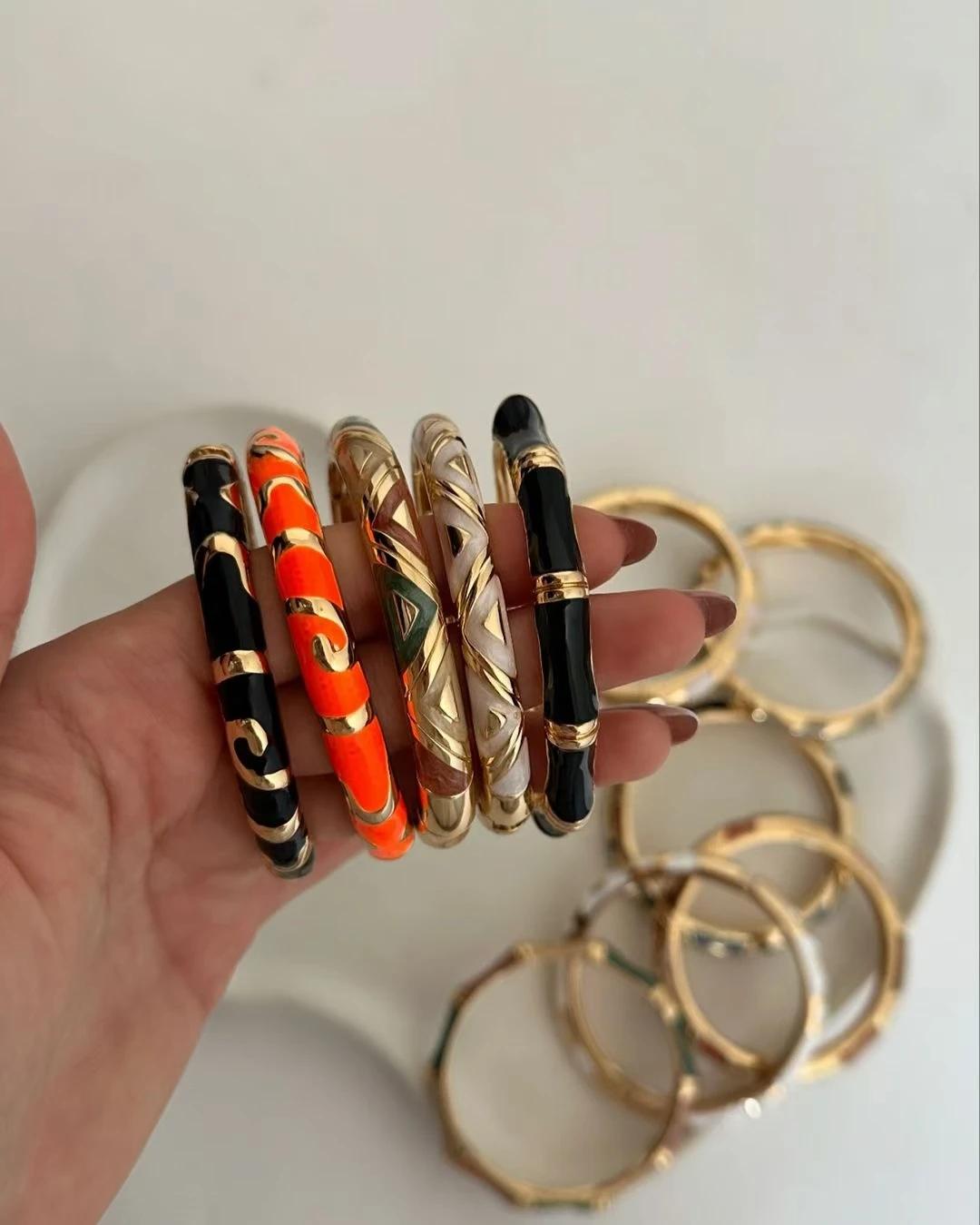 Fashion Vintage Enamel Bracelet Colorful Drip Glaze Colorful Drip Glaze Cloisonne Bangles for Women