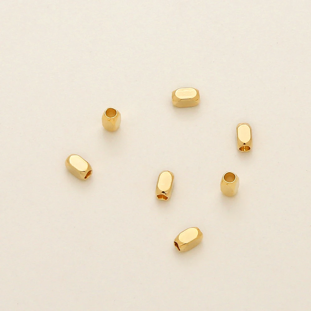 Colorfast lead-free nickel spacer beads small rectangular bead for jewelry making gold plated Smooth loose brass beads
