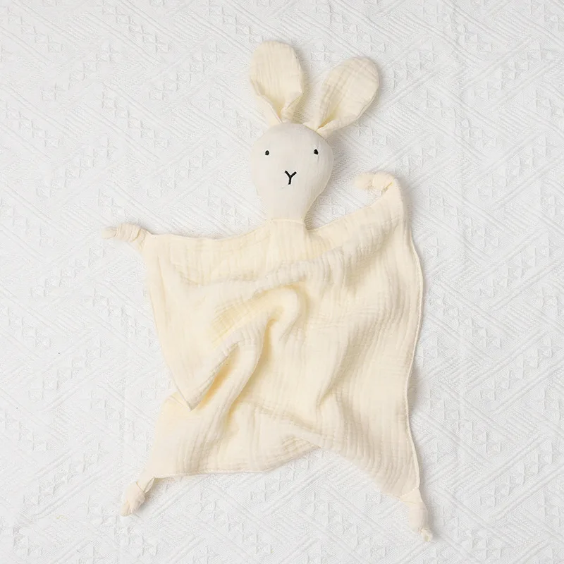 New Arrivals 100% Cotton Gauze Animal Bunny Plush Toys Super Soft Baby Comforter Toy Newborn Baby Security Blanket