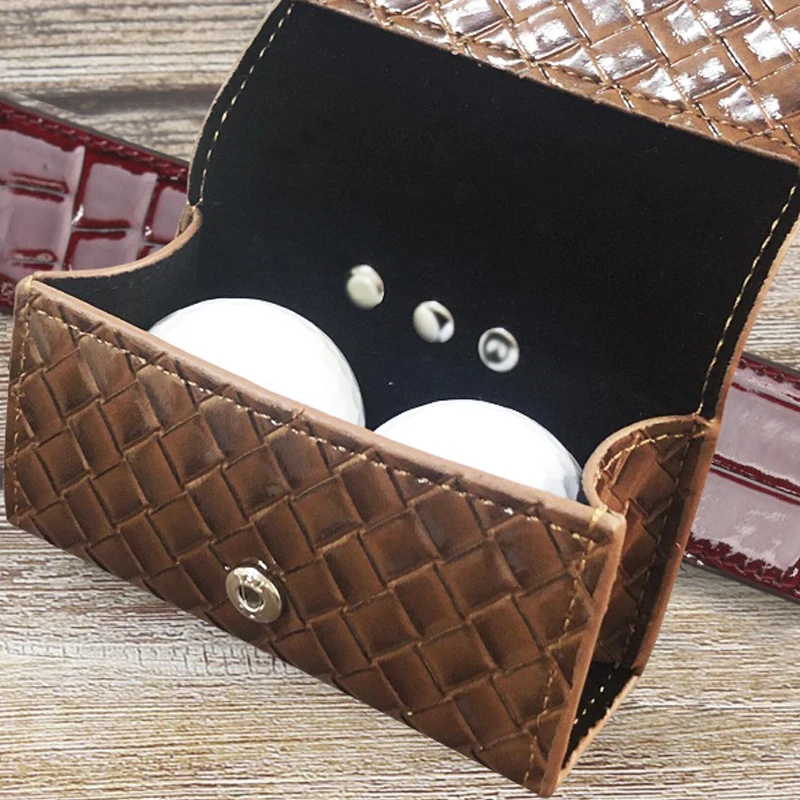 New PU leather tartan pattern golf balls packing case customized two piece storage golf balls bag pouch