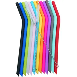 Reusable Eco Friendly Drinking Straws  200*8*6mm Silicone Drinking Straws