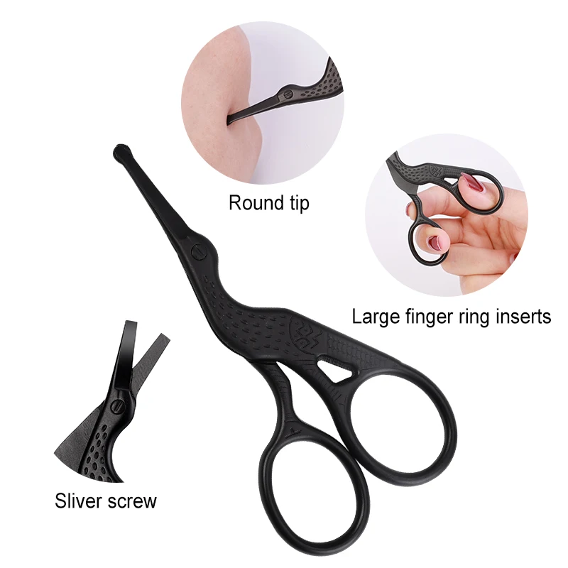 Professional Manicure Tool Stainless Steel Nose Hair Trimming Scissors Safety Blunt Scissor Round Tip Small Nose Hair Scissor