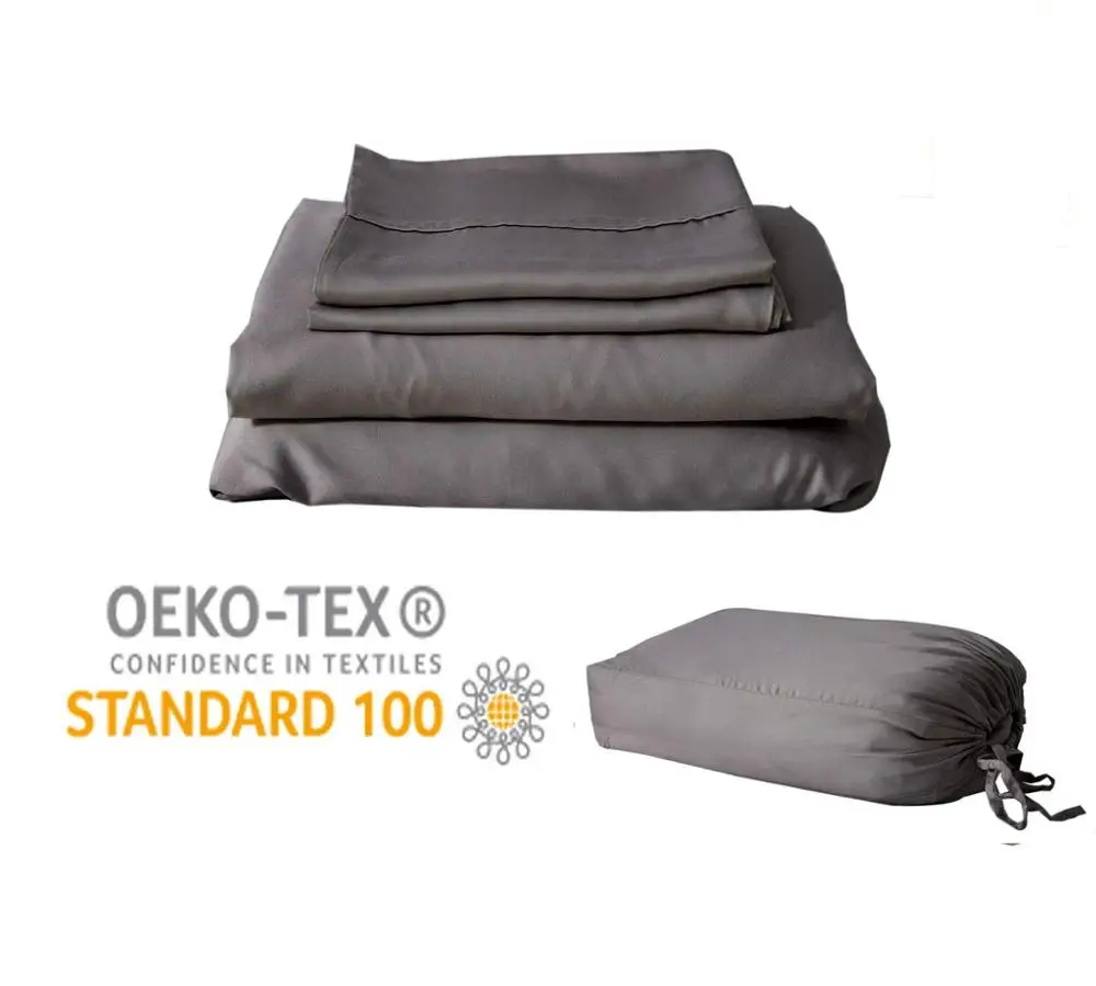 4 Pcs 100% Bamboo Sateen Weave Bed Sheet Set