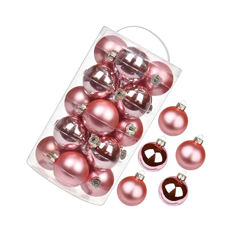 Factory Wholesale  Diy Christmas Tree Decorations Glass Balls Pink Outdoor Christmas Tree Ball Ornaments