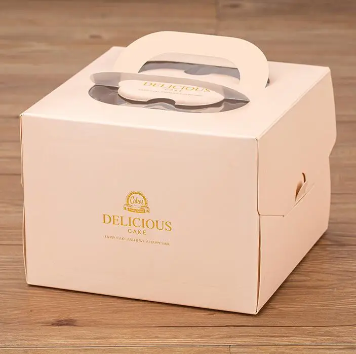 Buy cheap paper box with handle gift box packaging custom logo folding cake box with cake board inside