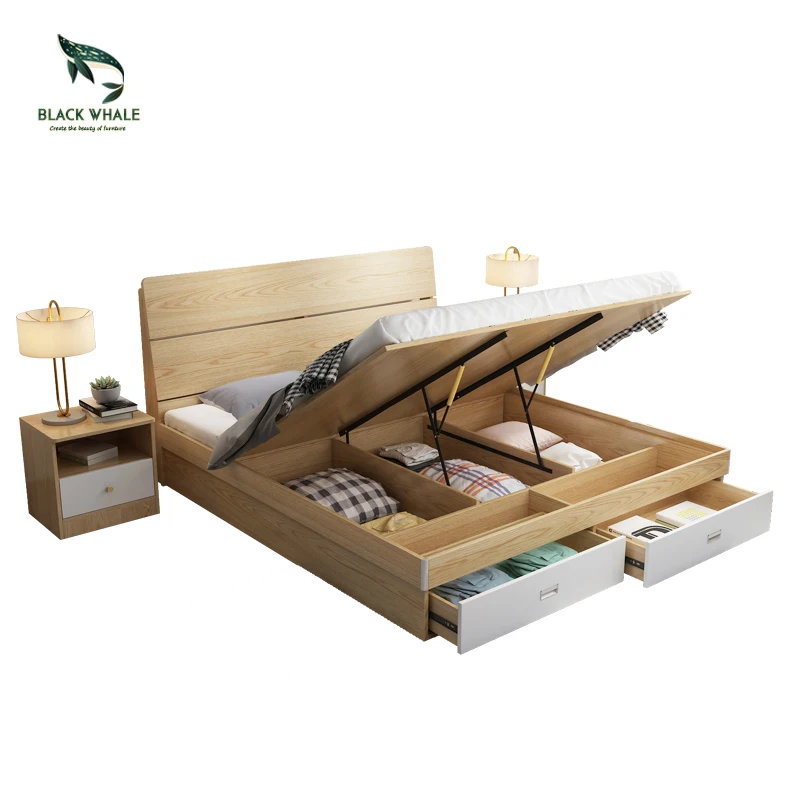 Современные односпальные и двухместные деревянные кровати с ящиками, наборы мебели для спальни в отеле