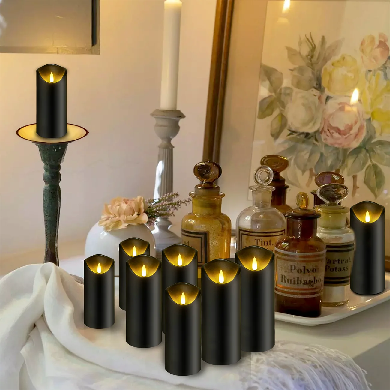 remote control flameless led candles Black Halloween Holiday Lighting Creative candle