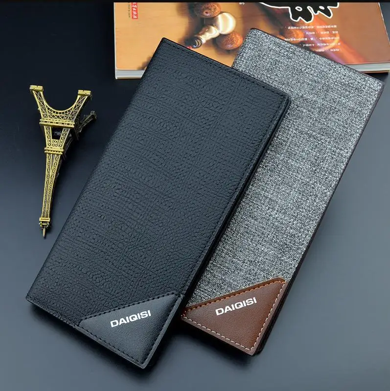 New Fashion Custom PU Leather Fold Multi Card Men Long Wallet for Men