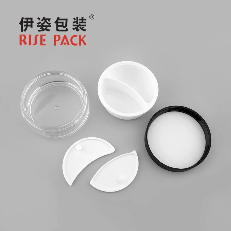 Leak-proof Dual-Chamber Pot 50ML+50ML Acrylic Jar for Day and Night Essence Moisturizer Facial Mask with Separate Lids
