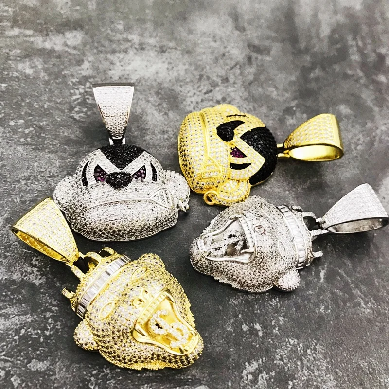 Charm Animal Monkey Pendant Cartoon Topgillz Cubic Zirconia Pendant Necklace