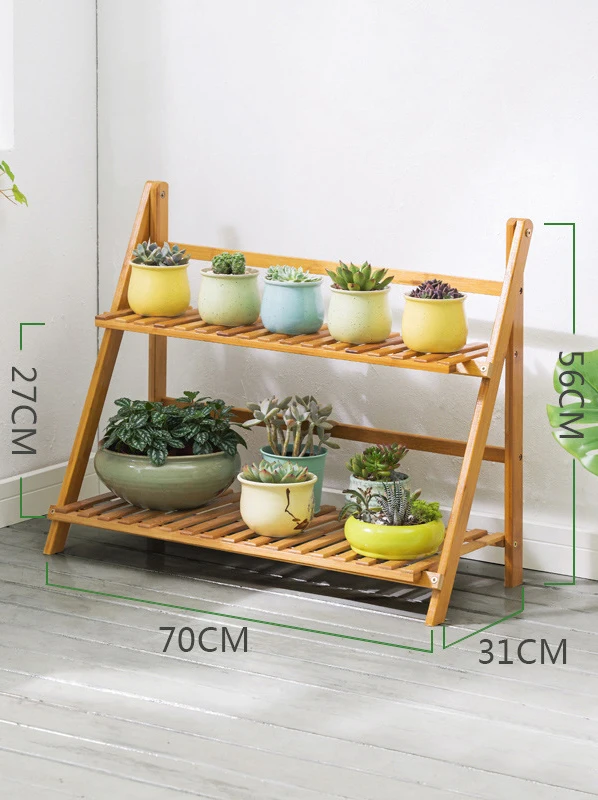 Custom Foldable Balcony Flower Stand Wooden Multi-Layer Indoor Floor Living Room Plant Stand