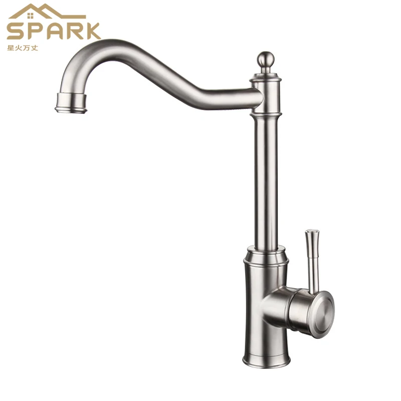 European Swivel Vegetable Basin Faucet 304 Stainless Steel Vintage Kitchen Faucet 1 - 199 Sets