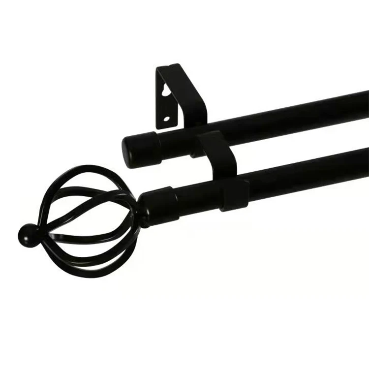 Single Curtain Pole Set with Brackets Adjustable Telescopic Extendable Curtain Rod 48-86 Inch