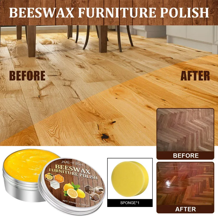 Wholesale beeswax furniture care polishing wax floor care wood wax JUE-FISH Beeswax Furniture Polish sponge Free