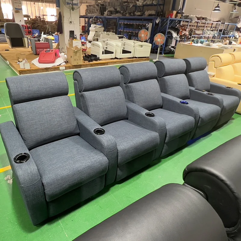 Wholesale Napa leather recliner massage sofa luxury VIP theater cinema chair electric headrest modern theater chair