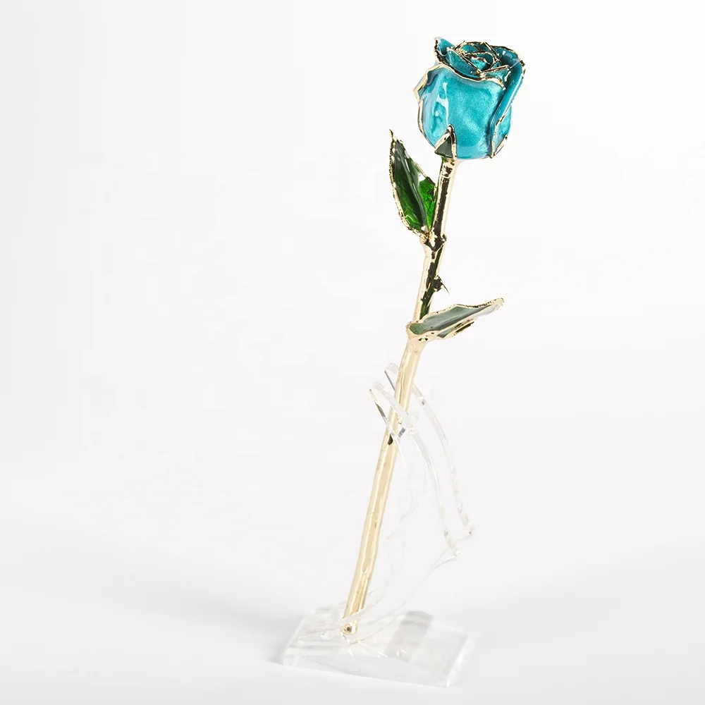 gold plated natural rose fresh Rose with Stem Present  rose gift valentine mother day handmade preserved rose