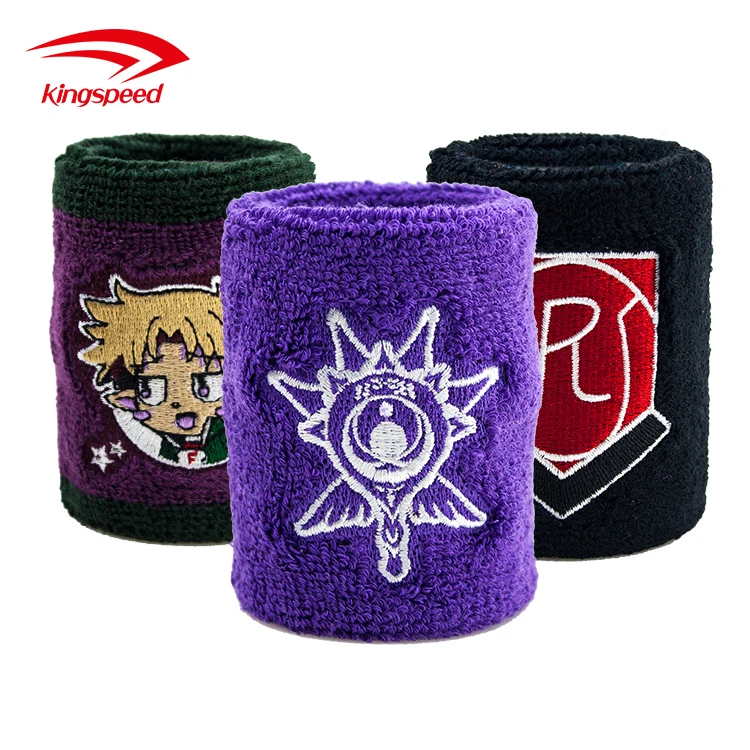Bulk color wristband sweatband Embroidery wristbands spandex cotton wristband tennis cheap kids sweatbands