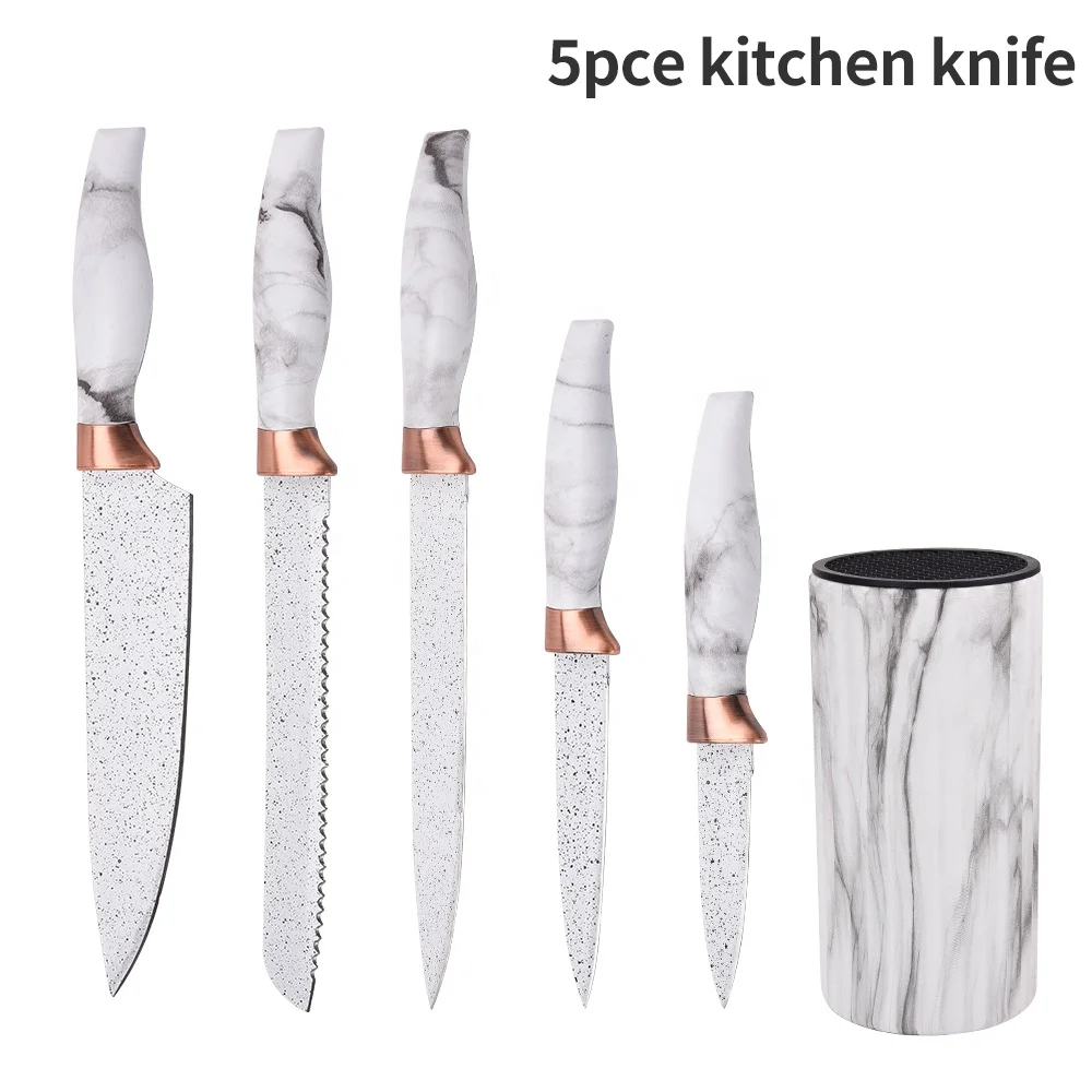 
Stainless steel marble marble set handle five knives stainless steel serrated knife 