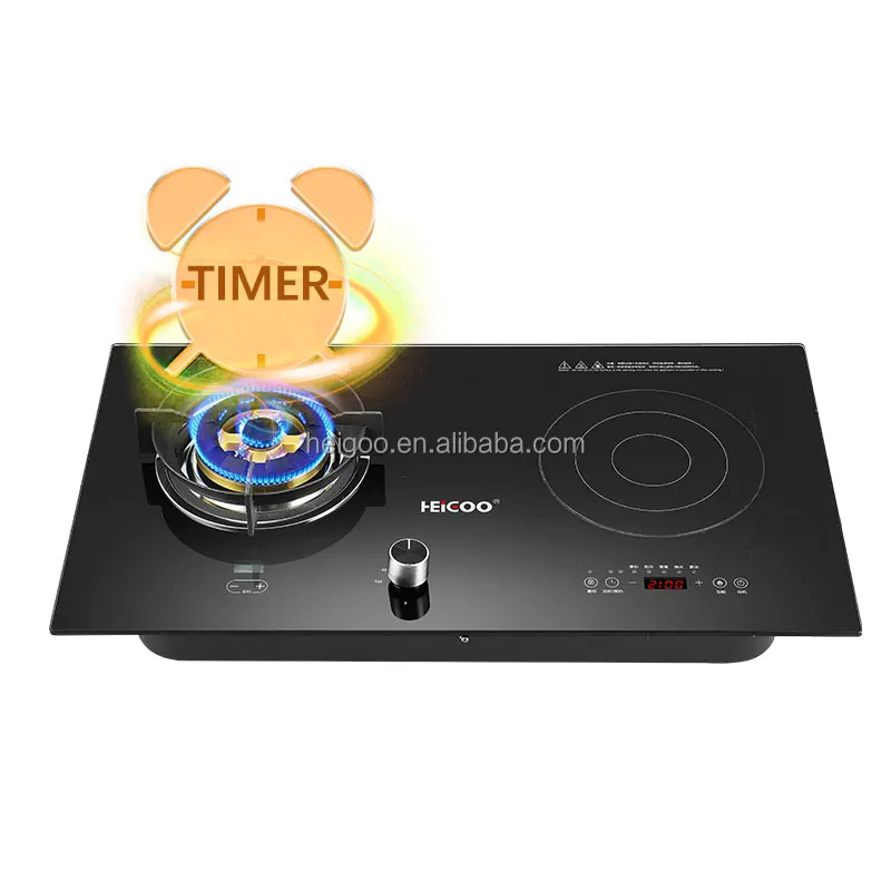 Заводская прямая Высококачественная медная катушка Плоская верхняя индукционная плита газовая домашние обе горелки с таймером