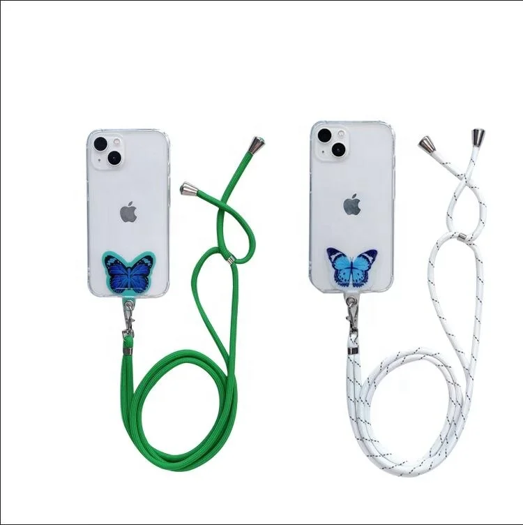Custom adjustable cross body universal cute cartoon mobile phone charm holder strap string rope sling swing lanyard