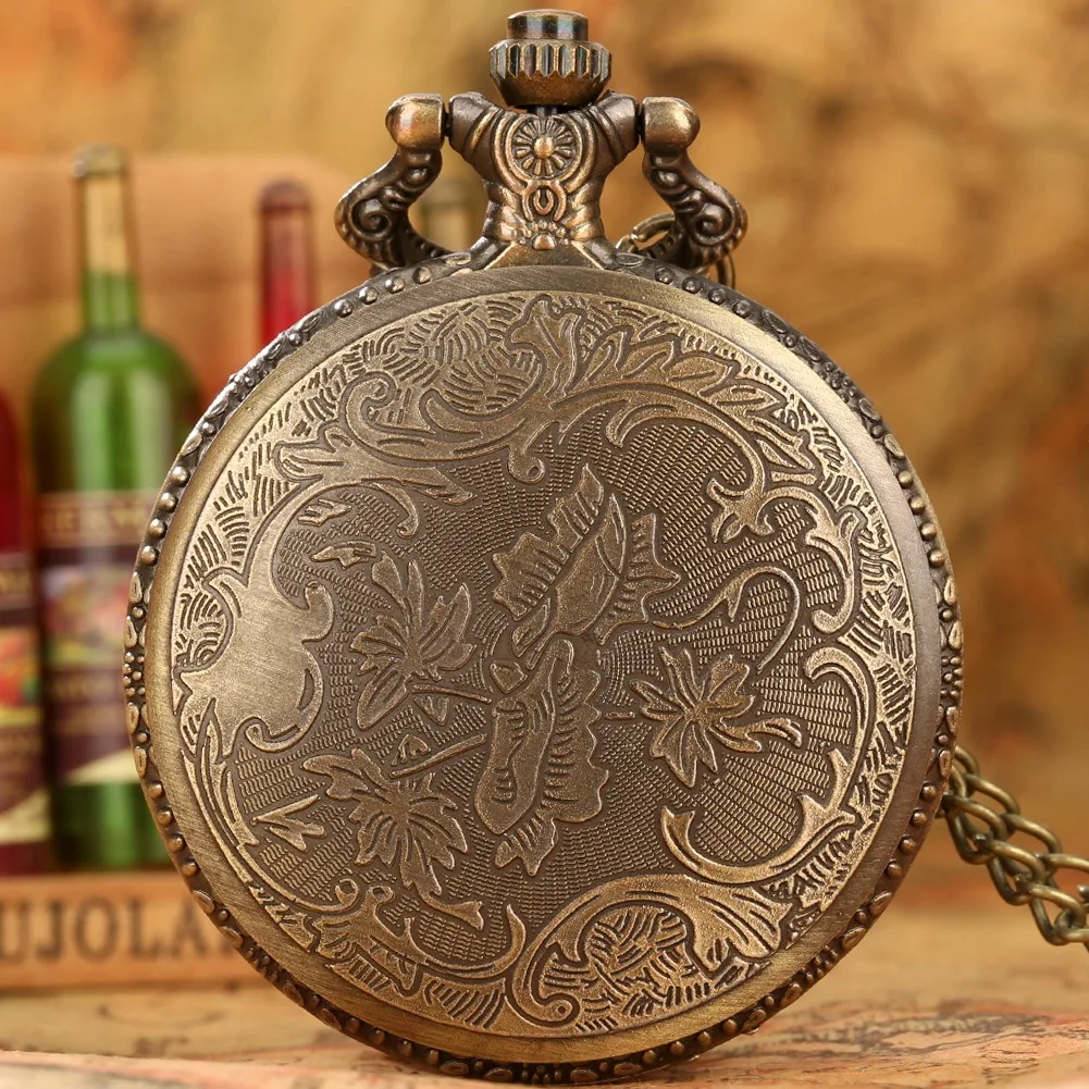 Vintage Stempunk Metal Pendant Watch Jack And Sally Necklace Clock Pocket Watch With Chain Bronze pocket watches for men gifts