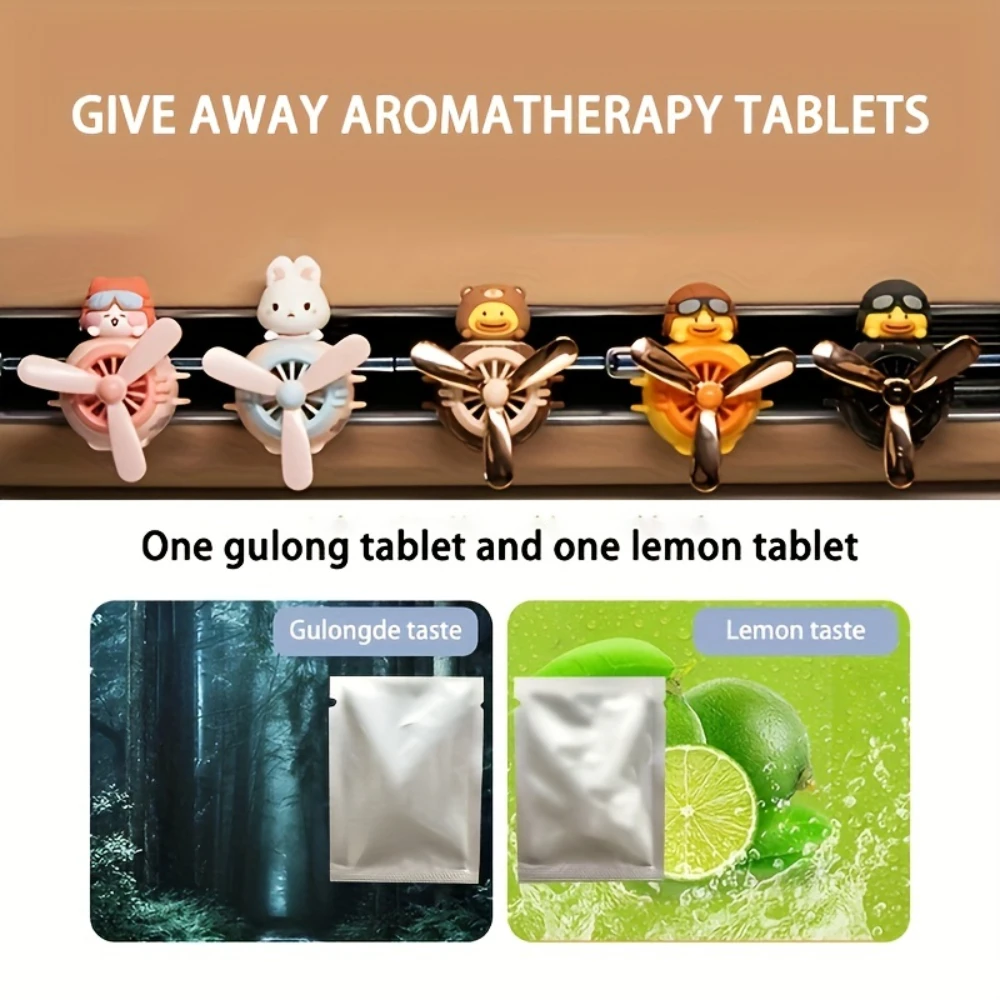 Car Air Conditioner Air Outlet Magnetic Suction Cartoon Doll Aromatherapy Car Ornaments Contains Cologne And Lemon Flavor Slices