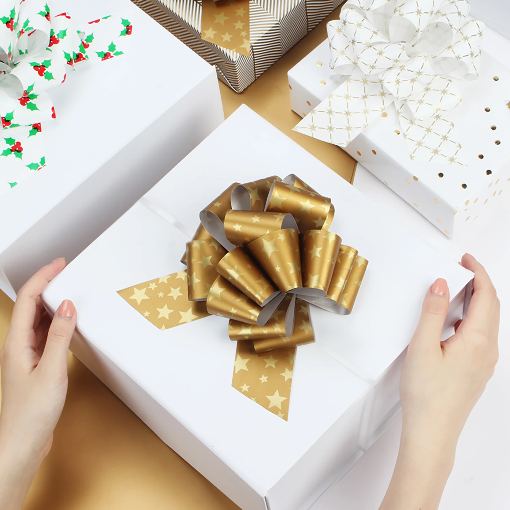 PP Ribbon Pull Bows Decoration Gift Wraps PP Gift Bows for Christmas Birthday Wedding Party